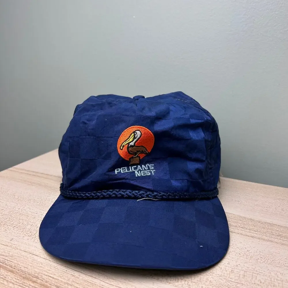 Vintage Pelican's Nest Golf Hat Imperial Headwear Nylon Rope Cap Snapback Blue - Picture 6 of 8